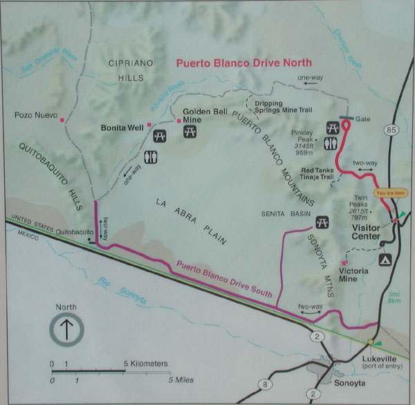 Organ Pipe National Monument map of Puerto Blanco Drive