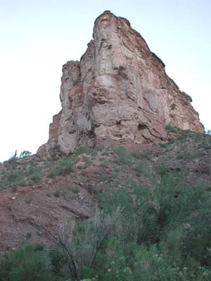 View of Battle Axe near trail entrance to White Canyon Wilderness.